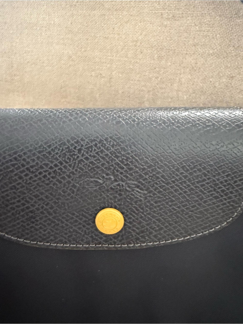 Longchamp Dark Grey Tote with Yellow Trim and Logo - Picture 4 of 10